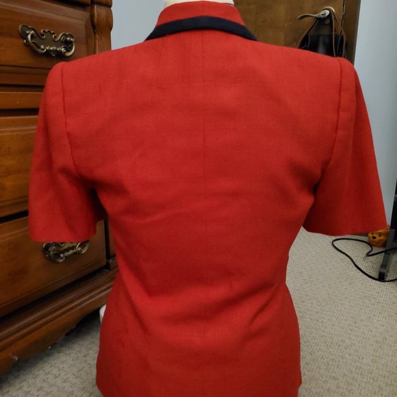 VINTAGE Kasper for A.S.L. Red & Navy Blazer - Picture 2 of 3